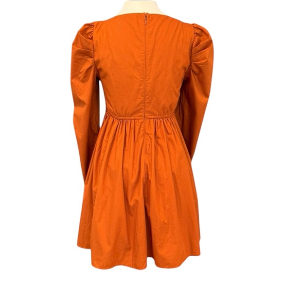 Abercrombie & Fitch Autumn Terracotta Puff Sleeve Poplin Babydoll Dress Size S - Picture 7 of 12